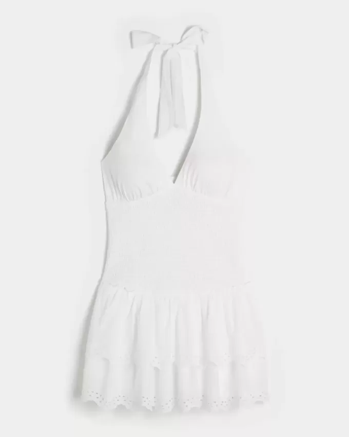 Double-Tier Smocked Halter Skort Dress