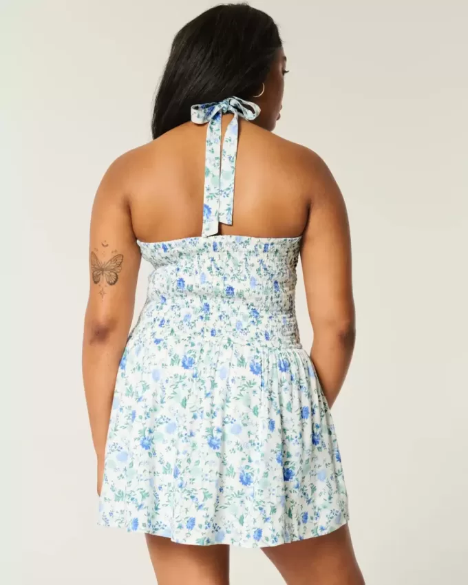 Drop Waist Halter Mini Dress