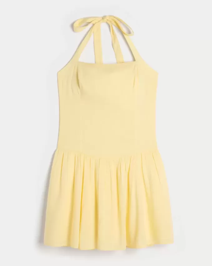 Drop Waist Halter Mini Dress