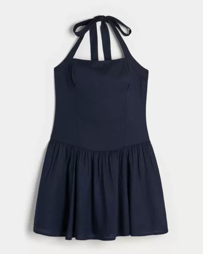 Drop Waist Halter Mini Dress