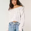 Easy Double Off-the-Shoulder Camo Pattern Sweatshirt