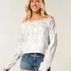 Easy Double Off-the-Shoulder Camo Sweatshirt