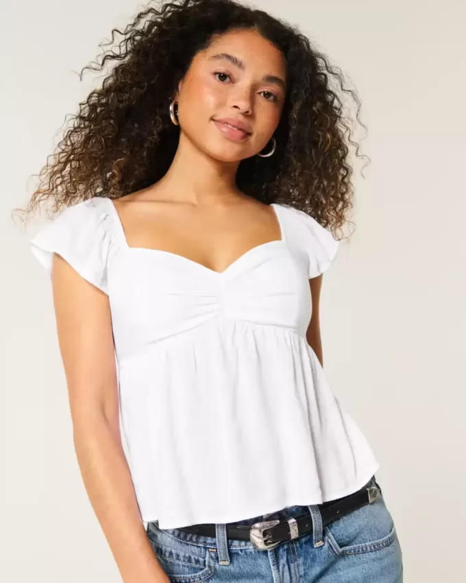 Easy Flutter Sleeve Babydoll Top