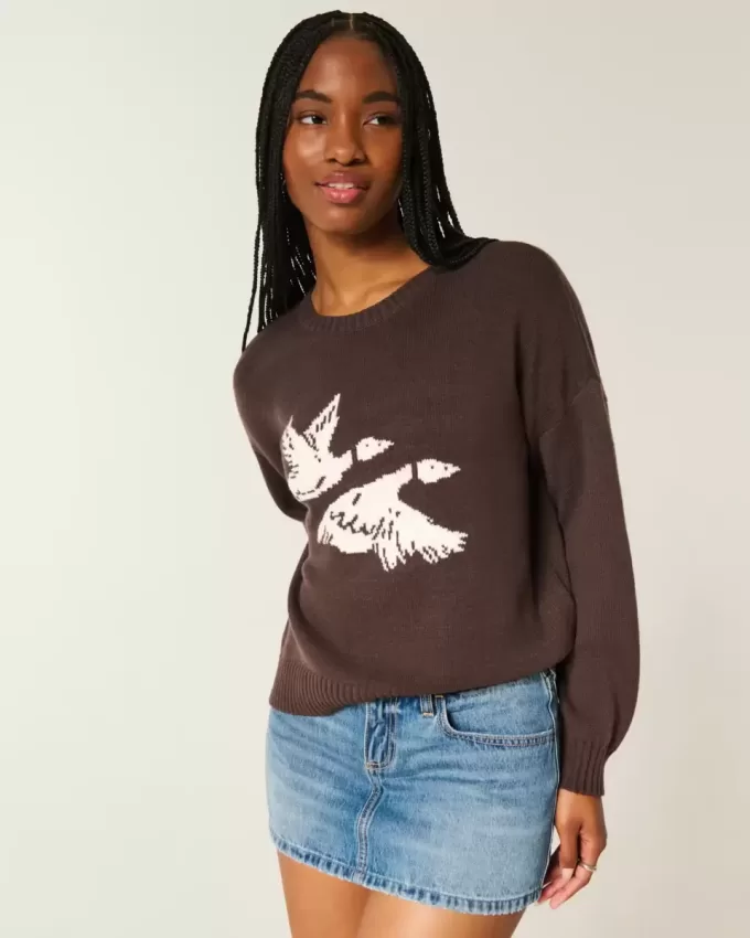 Easy Flying Birds Graphic Crew Sweater