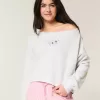Easy Graphic Double Off-the-Shoulder Sweatshirt
