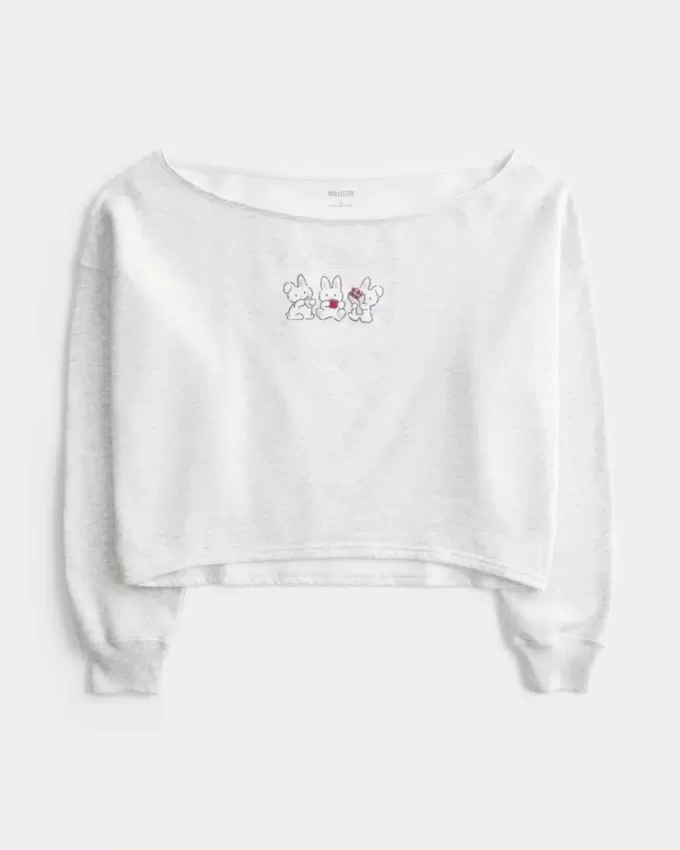 Easy Graphic Double Off-the-Shoulder Sweatshirt