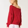 Easy Heart Pattern Off-the-Shoulder Sweater