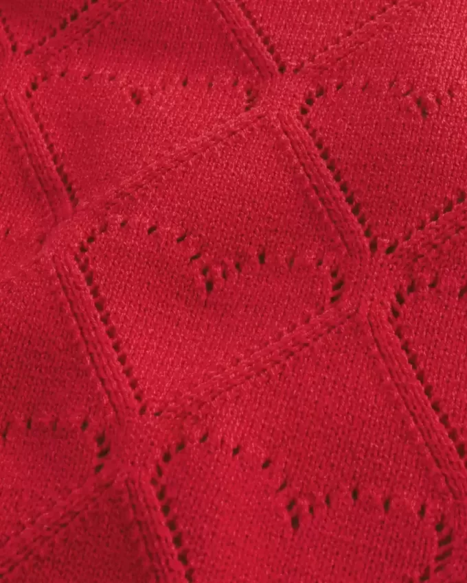 Easy Heart Pattern Off-the-Shoulder Sweater