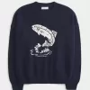 Easy Jumping Fish Graphic Crew Sweater