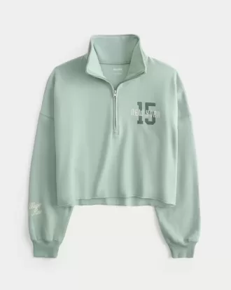 Easy New York Graphic Half-Zip Cutoff Sweatshirt