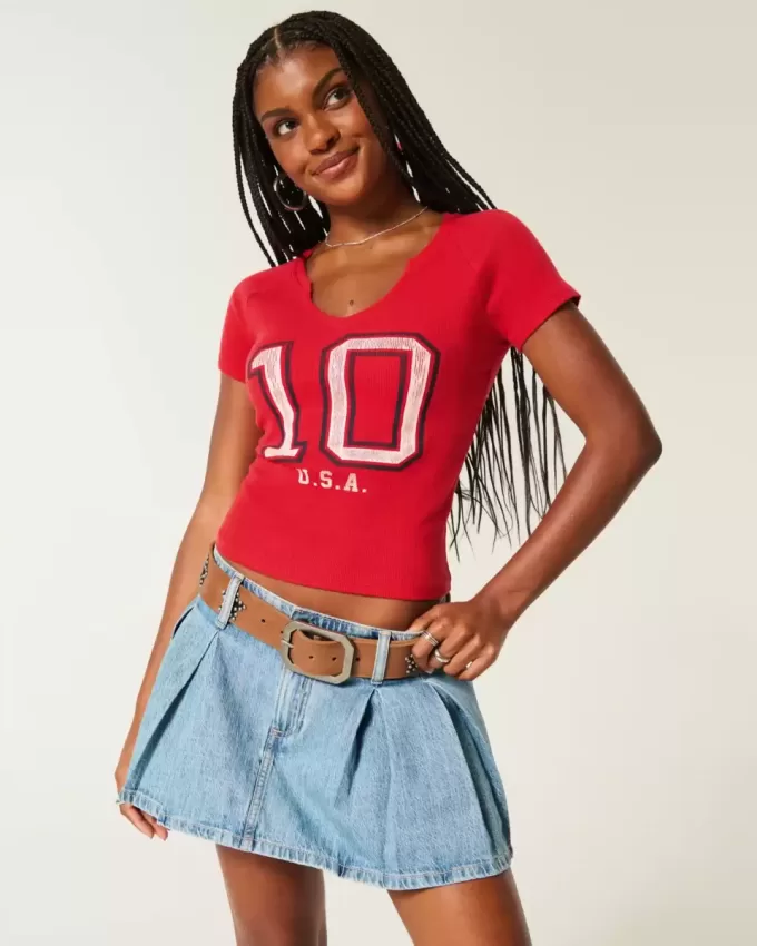 Easy Notch-Neck USA Graphic Baby Tee