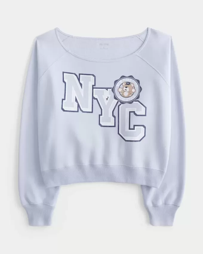Easy Off-the-Shoulder NYC Graphic Sweatshirt