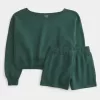 Easy Off-the-Shoulder Sweatshirt & Fleece Shorts Set