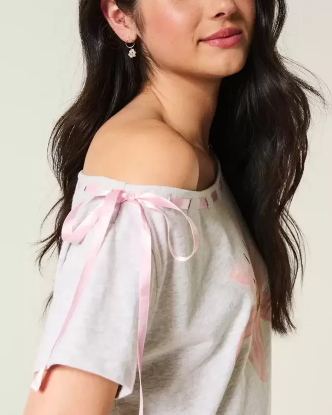 Easy Off-the-Shoulder Tie T-Shirt