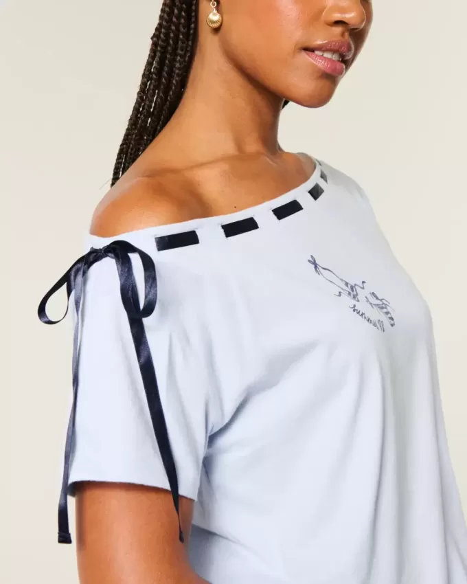 Easy Off-the-Shoulder Tie T-Shirt