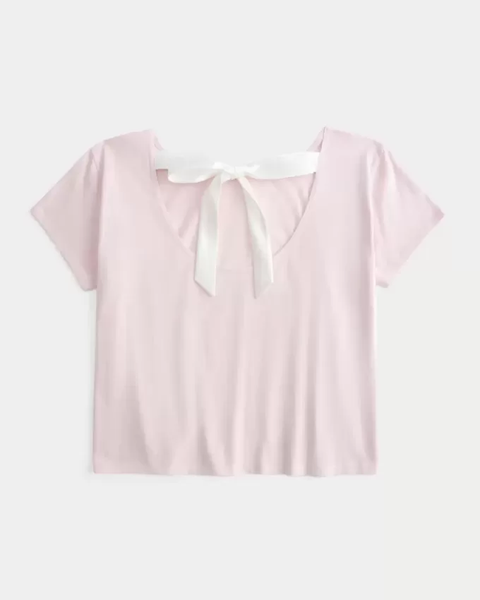 Easy Ribbon Tie-Back Floral Graphic Tee