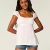 Easy Satin Tie Babydoll Top
