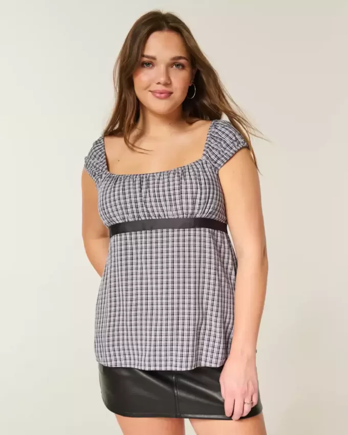 Easy Satin Tie Babydoll Top