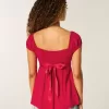 Easy Satin Tie Babydoll Top