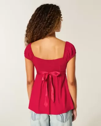 Easy Satin Tie Babydoll Top