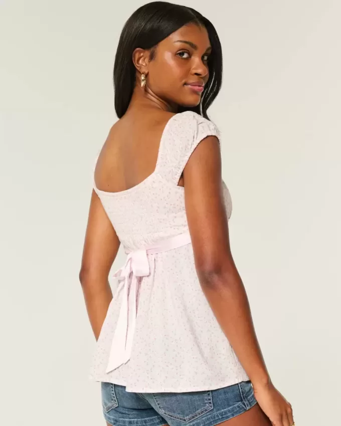 Easy Satin Tie Babydoll Top