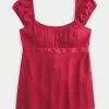 Easy Satin Tie Babydoll Top
