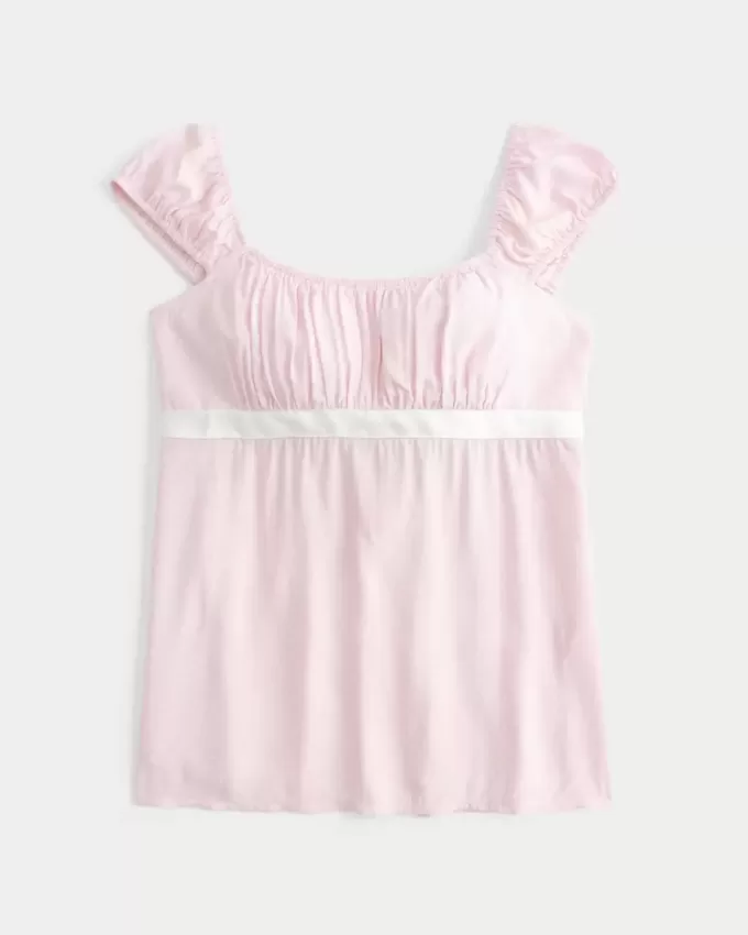 Easy Satin Tie Babydoll Top