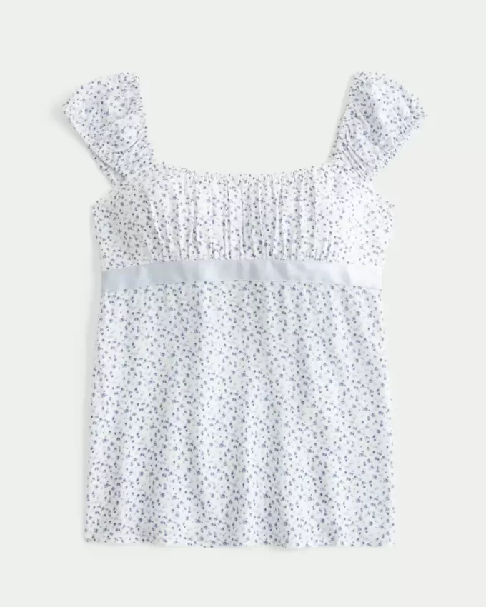 Easy Satin Tie Babydoll Top