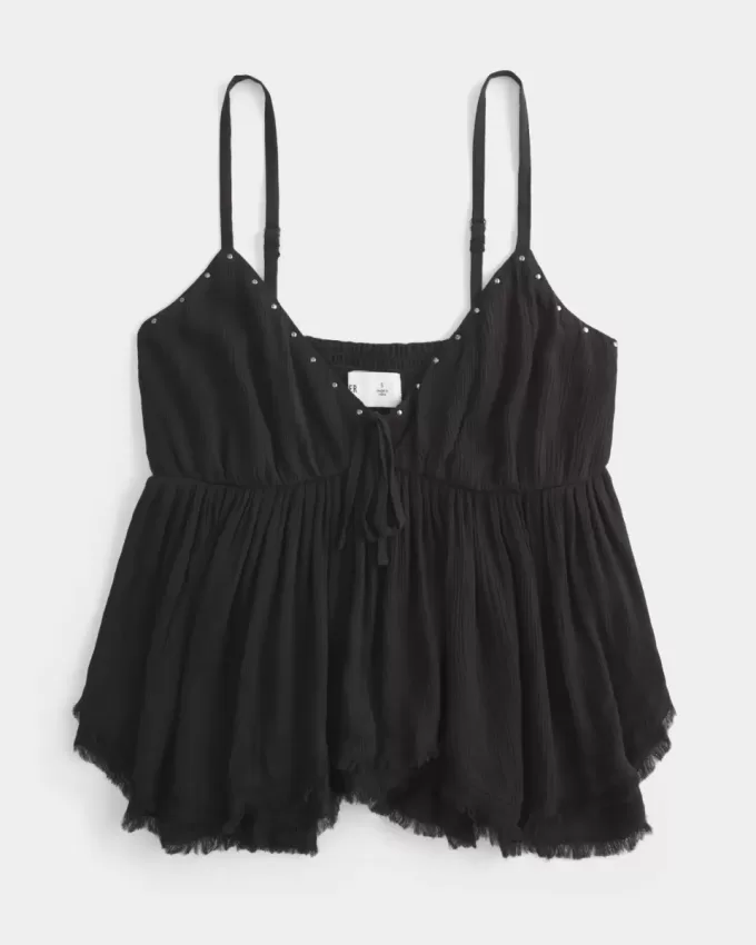 Easy Studded Babydoll Top