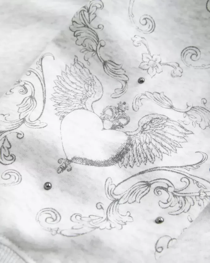 Easy Studded Graphic Crew Sweatshirt