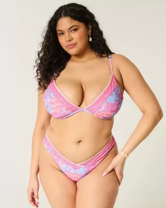 Embroidered Stitch Plunge Underwire Bikini Top