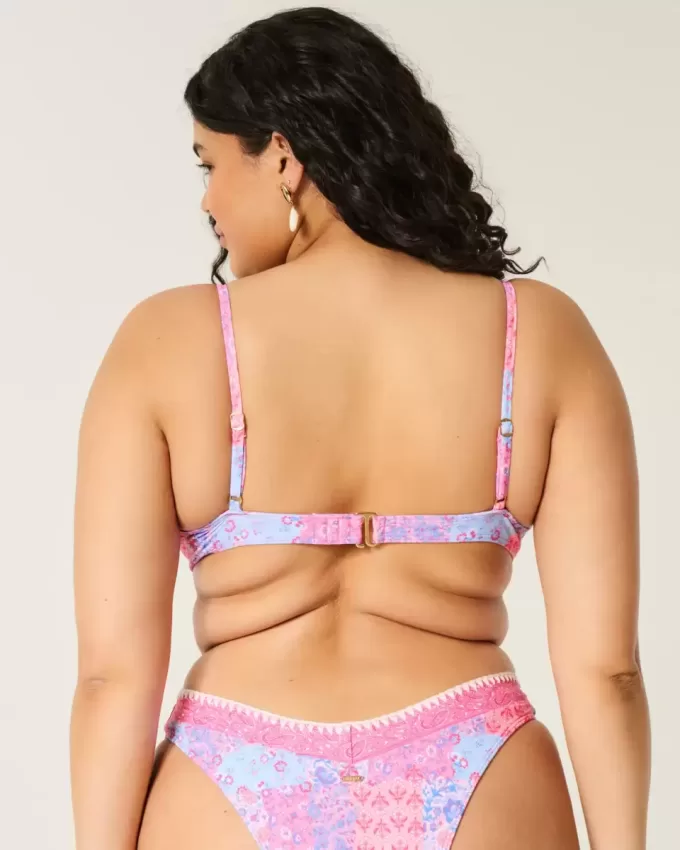 Embroidered Stitch Plunge Underwire Bikini Top