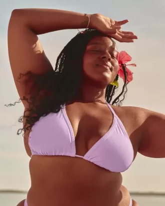 Embroidered Stitch Triangle Bikini Top