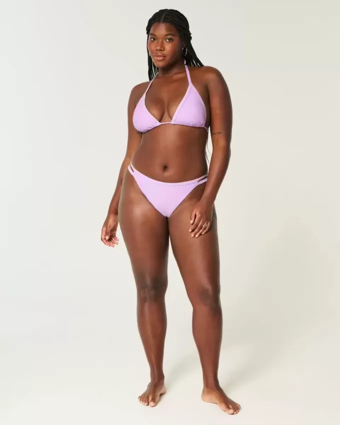 Embroidered Stitch Triangle Bikini Top