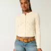 Eyelet Crew Cardigan