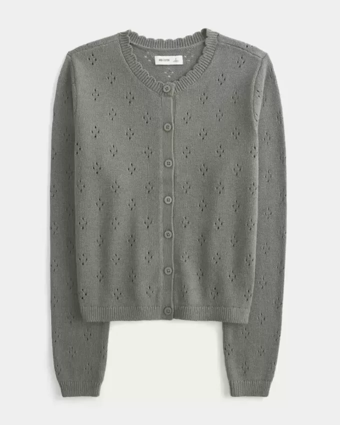 Eyelet Crew Cardigan