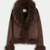 Faux Fur-Lined Faux Shearling Jacket
