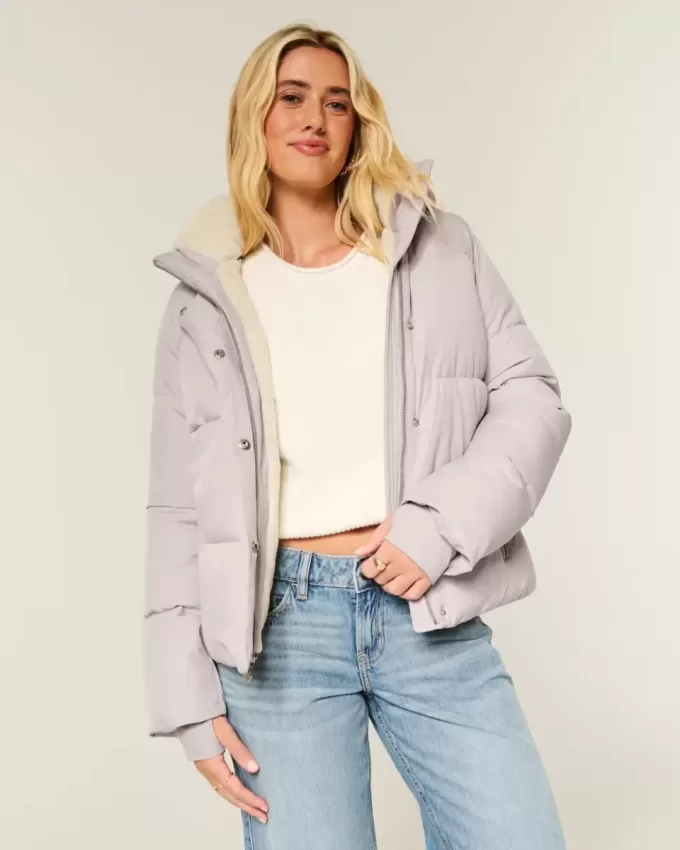 Faux Fur-Lined Puffer Jacket