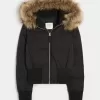 Faux Fur Trim Puffer Bomber Jacket