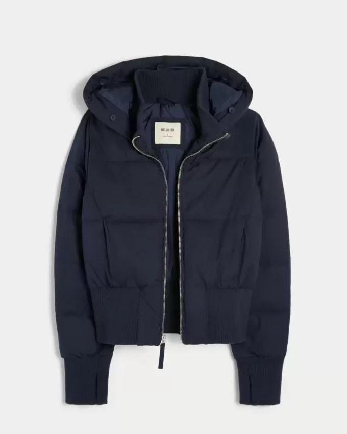 Faux Fur Trim Puffer Bomber Jacket