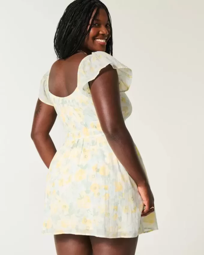 Flutter Sleeve Double-Tie Skort Dress