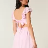 Flutter Sleeve V-Waist Mini Dress
