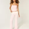 Foldover Waist Knit Flare Pants