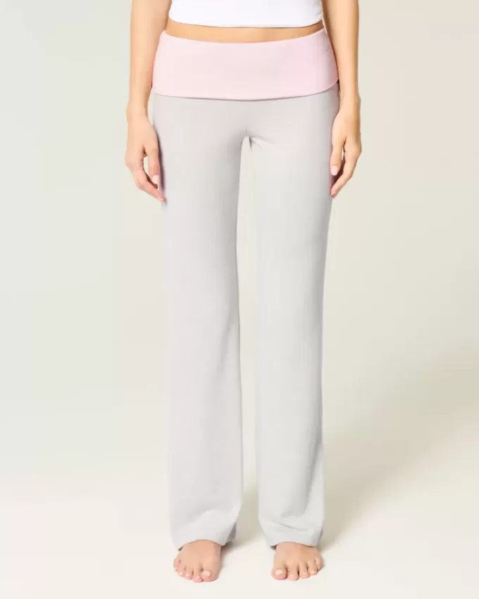 Foldover Waist Knit Flare Pants