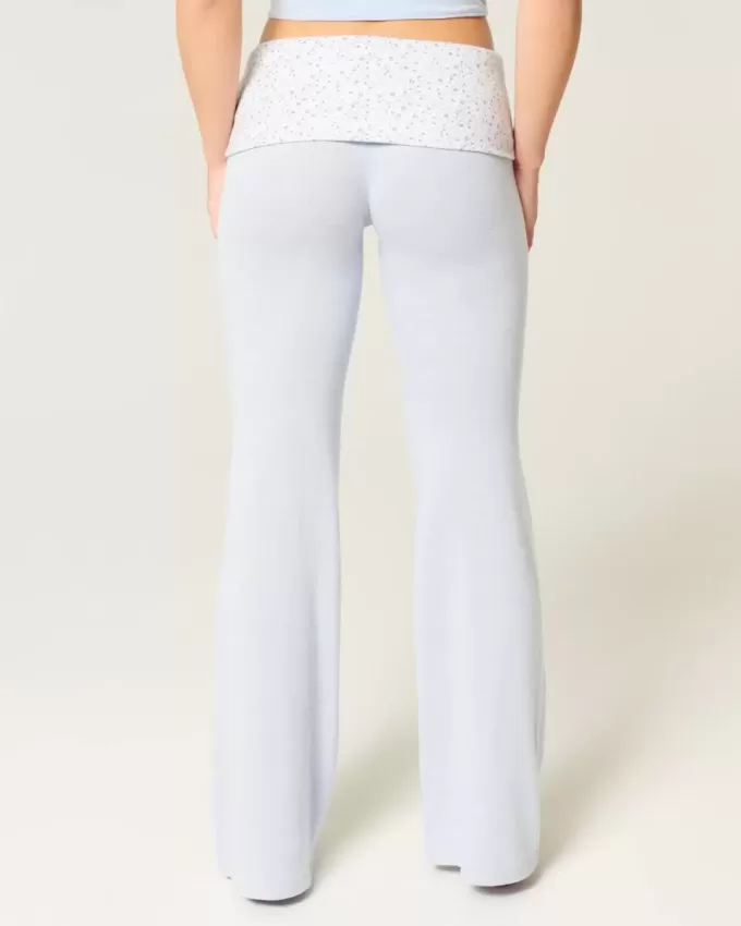 Foldover Waist Knit Flare Pants