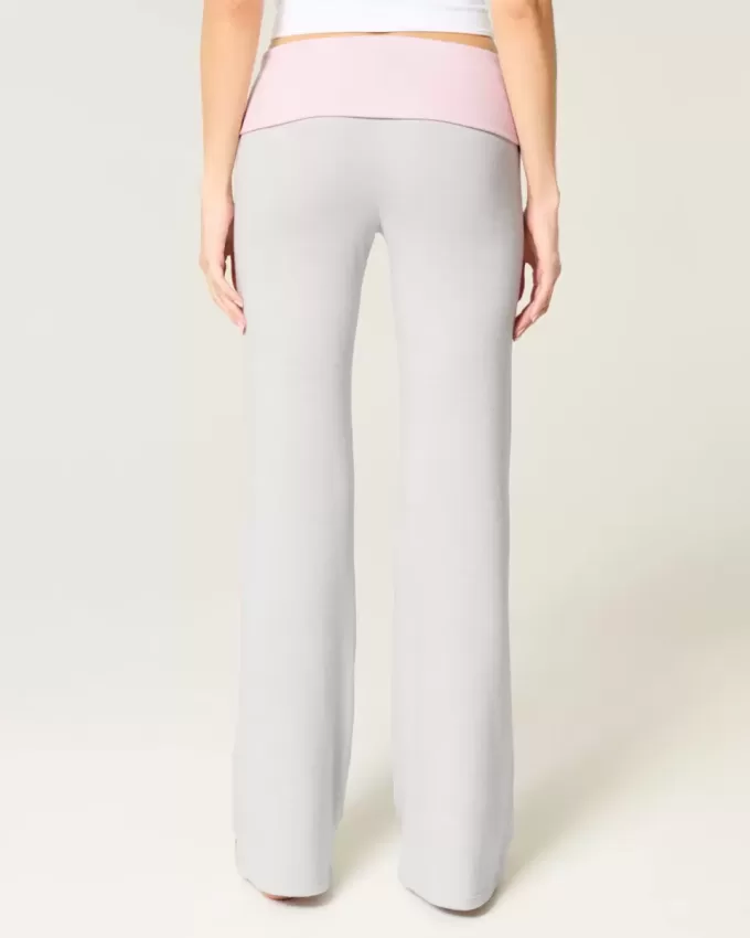Foldover Waist Knit Flare Pants