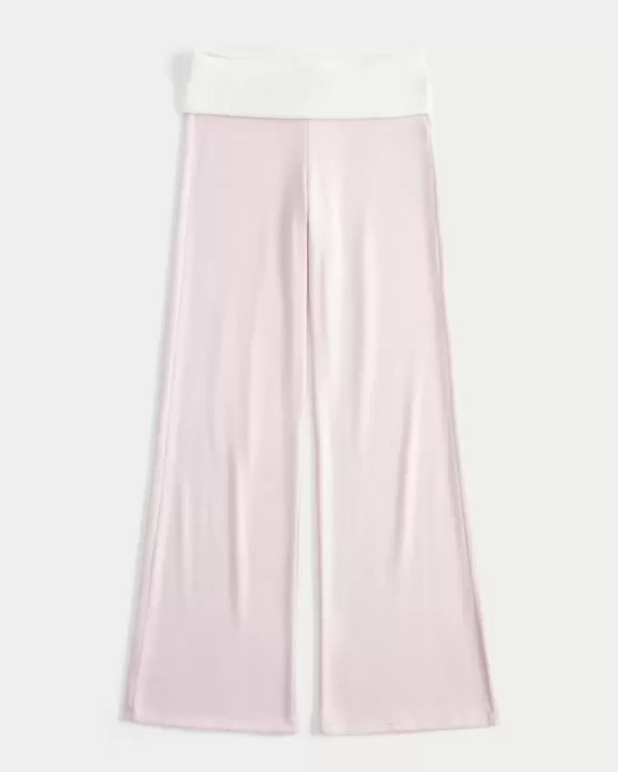 Foldover Waist Knit Flare Pants