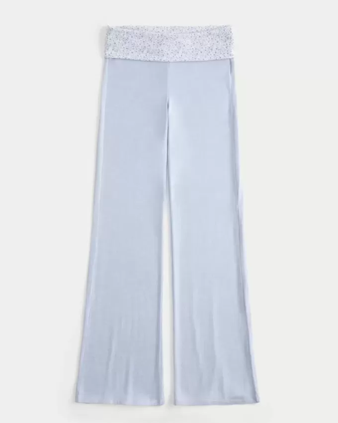 Foldover Waist Knit Flare Pants