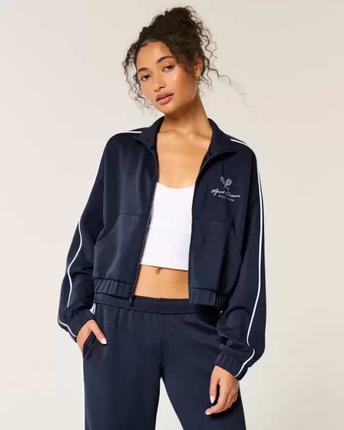 Gilly Hicks Active Cooldown Crop Track Jacket