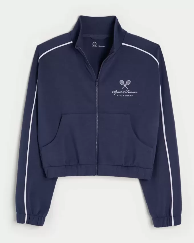 Gilly Hicks Active Cooldown Crop Track Jacket